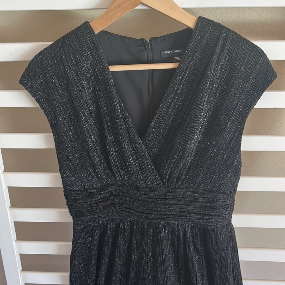 Maggy London Black Sparkle Pleat Novelty Wide-Leg Crop Jumpsuit Romper US 2 - Picture 4 of 14